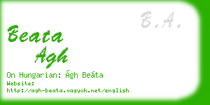 beata agh business card