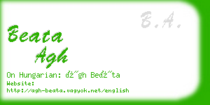 beata agh business card